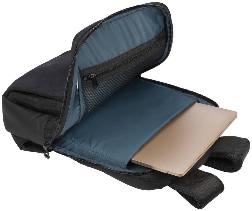 Современный рюкзак из экологиного нейлона с отделением для ноутбука до 15" Tucano Lunar черного цвета 103490 modnotak фото №7