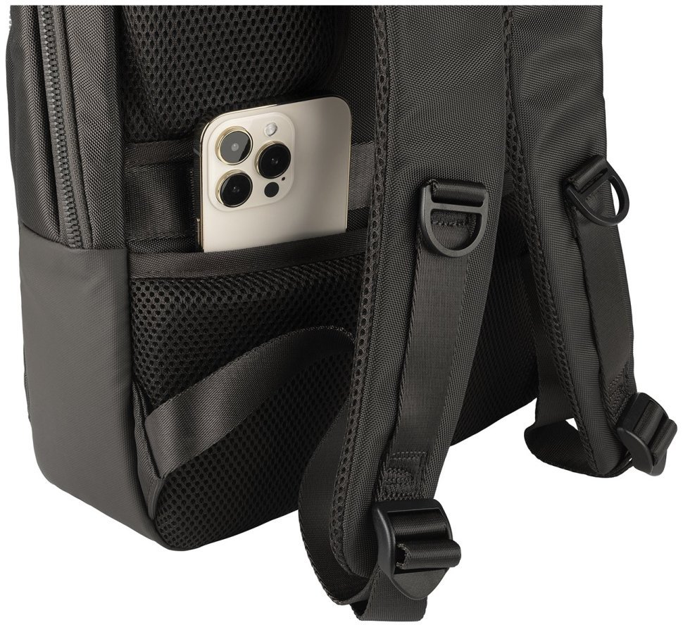 Современный рюкзак из экологиного нейлона с отделением для ноутбука до 15" Tucano Lunar черного цвета 103490 modnotak фото №8