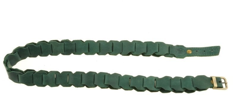 Зеленый бохо-ремень из натуральной кожи с аккуратной пряжкой BlankNote (12850)
