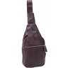 Мужская наплечная сумка-слинг коричневого цвета из натуральной кожи Tiding Bag ( 15923) - 1
