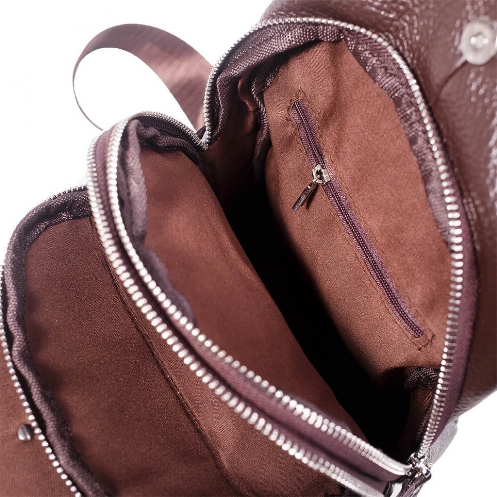 Чоловіча наплічна сумка-слінг коричневого кольору з натуральної шкіри Tiding Bag (15923)