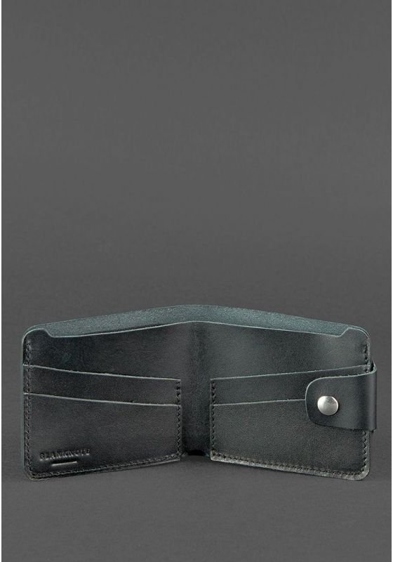 Шкіряне портмоне чорного кольору без монетниці BlankNote (12570)