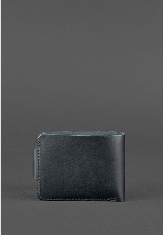 Шкіряне портмоне чорного кольору без монетниці BlankNote (12570)