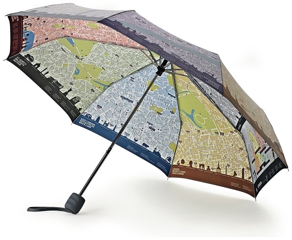 Зонт женский Fulton Brollymap L761 London Map (Механика, складной, разноцветный с принтом карты Лондона) 93790 modnotak фото №1