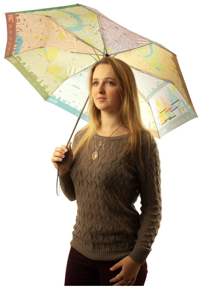 Зонт женский Fulton Brollymap L761 London Map (Механика, складной, разноцветный с принтом карты Лондона) 93790 modnotak фото №2