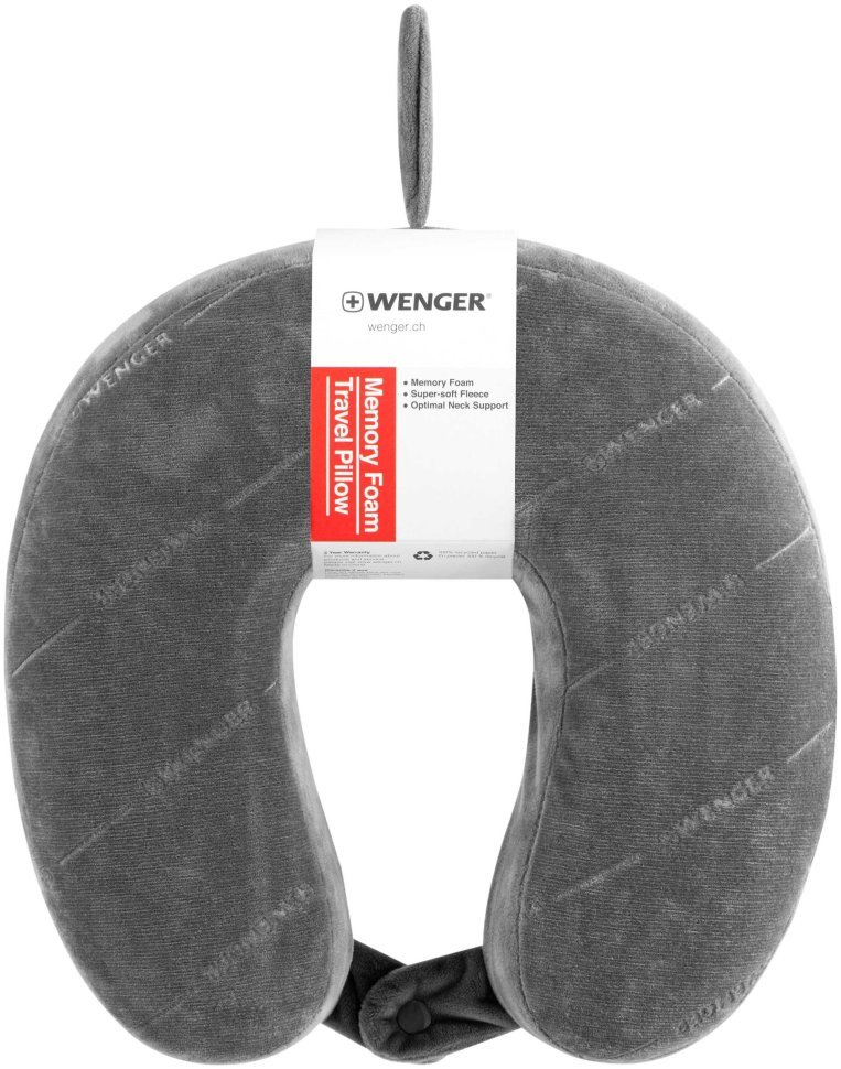 Подушка флісова, Wenger, Memory Foam Travel Neck Pillow, сірий modnotak фото №2