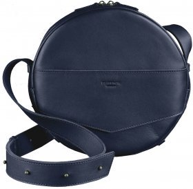 Темно-синя кругла сумка-рюкзак ручної роботи з натуральної шкіри BlankNote Maxi (12738)