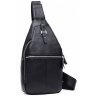 Стильная мужская кожаная сумка-слинг черного цвета на одну шлейку Tiding Bag (15889) - 1