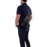 Стильная мужская кожаная сумка-слинг черного цвета на одну шлейку Tiding Bag (15889) - 2
