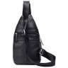 Стильная мужская кожаная сумка-слинг черного цвета на одну шлейку Tiding Bag (15889) - 4