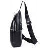 Стильная мужская кожаная сумка-слинг черного цвета на одну шлейку Tiding Bag (15889) - 5