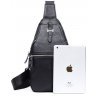 Стильная мужская кожаная сумка-слинг черного цвета на одну шлейку Tiding Bag (15889) - 7