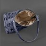 Темно-синяя сумка из винтажной кожи с молниевой застежкой BlankNote Пазл M (12764) - 3