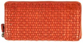 Оригінальний яскравий жіночий гаманець з плетеної шкіри помаранчевого кольору Ashwood D81 94090