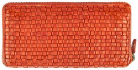 Оригінальний яскравий жіночий гаманець з плетеної шкіри помаранчевого кольору Ashwood D81 94090