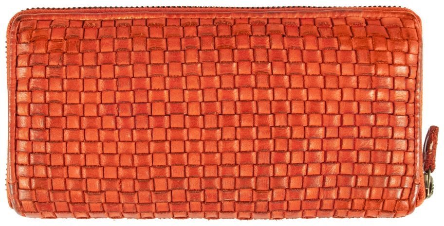 Оригинальный яркий женский кошелек из плетенной кожи оранжевого цвета Ashwood D81 94090 modnotak фото №2