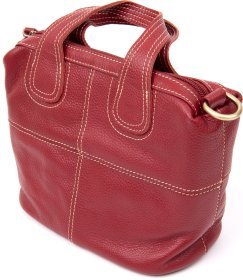 Красная женская сумка на молнии из кожи флотар Vintage (20405)