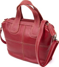 Красная женская сумка на молнии из кожи флотар Vintage (20405)