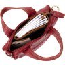 Красная женская сумка на молнии из кожи флотар Vintage (20405) - 3