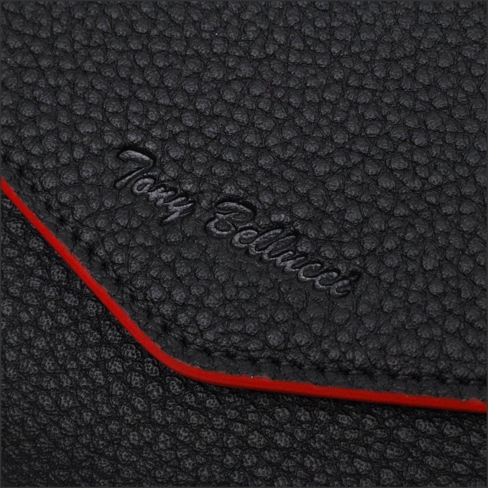 Женский вместительный кошелек из натуральной кожи черно-красного цвета Tony Bellucci (2421973)