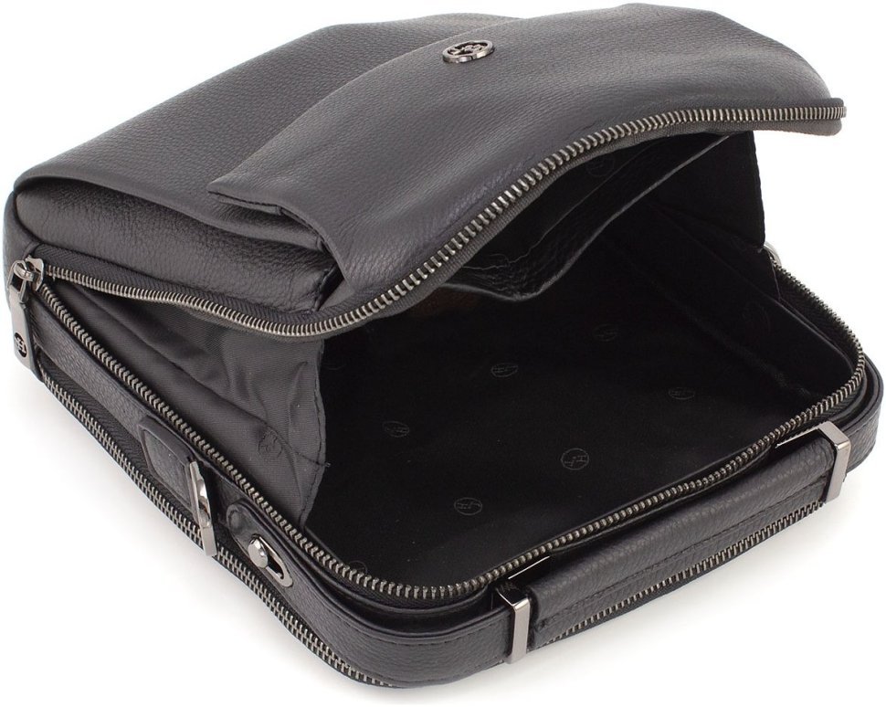 Шкіряна чоловіча сумка з ручкою на два відділення HT Leather (64290)