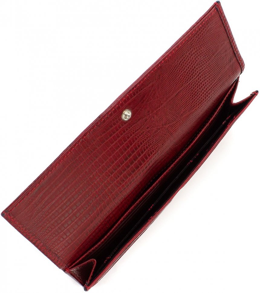Красивый кошелек красного цвета из кожи с тиснением под змею Tony Bellucci (10816)