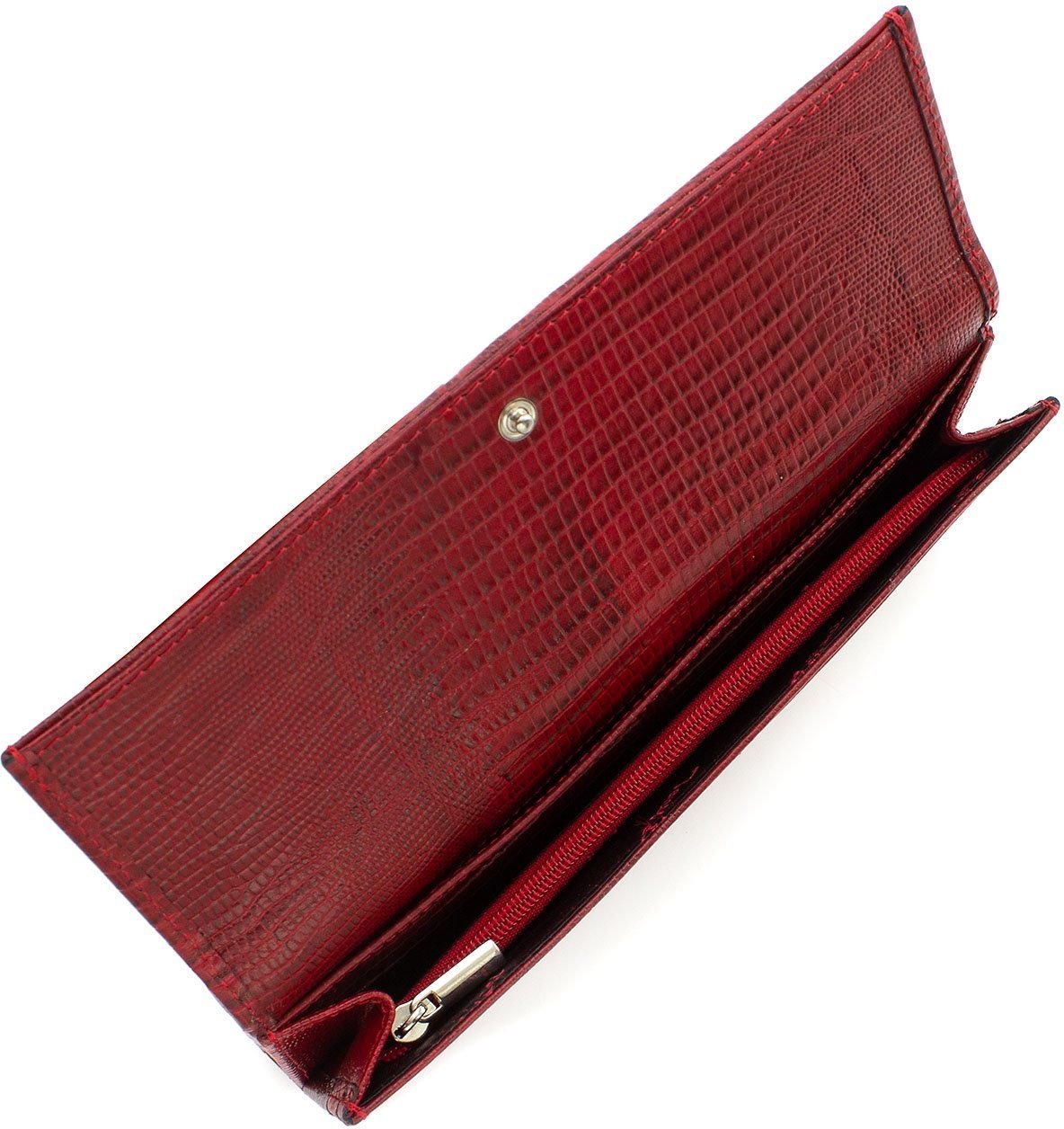 Гарний гаманець червоного кольору зі шкіри з тисненням під змію Tony Bellucci (10816)