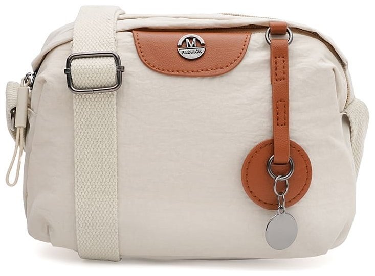 Женская текстильная сумка через плечо белого цвета Monsen 104490 modnotak фото №1