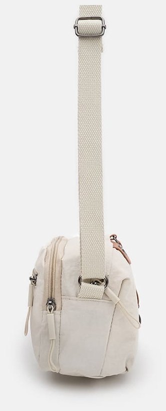 Женская текстильная сумка через плечо белого цвета Monsen 104490 modnotak фото №4