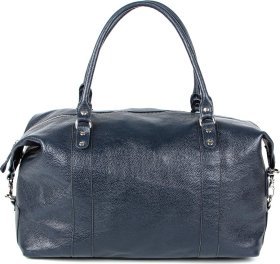 Містка дорожня сумка синього кольору з натуральної шкіри флотар SHVIGEL (00888)