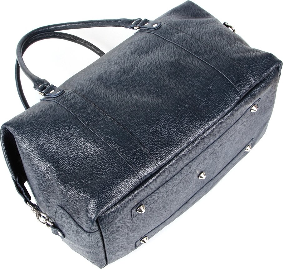 Вместительная дорожная сумка синего цвета из натуральной кожи флотар SHVIGEL (00888)