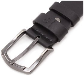 Универсальный кожаный ремень-батал черного цвета Grande Pelle (40341)