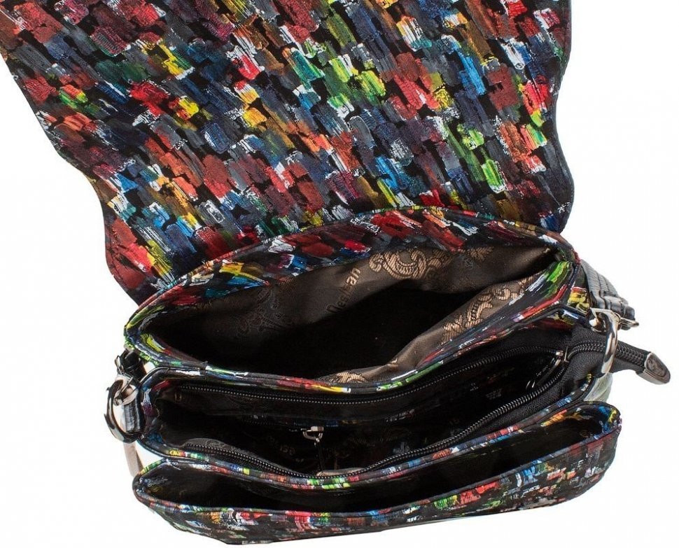 Різнобарвна жіноча сумка-кроссбоді з натуральної шкіри на плече Desisan (19157)