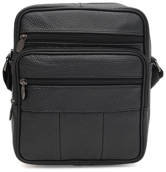 Мужская барсетка из натуральной фактурной кожи Borsa Leather 94690 чёрного цвета modnotak фото №1