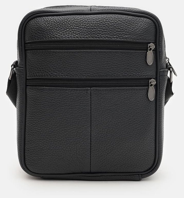 Мужская барсетка из натуральной фактурной кожи Borsa Leather 94690 чёрного цвета modnotak фото №3