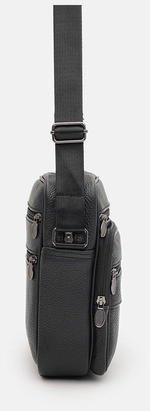Мужская барсетка из натуральной фактурной кожи Borsa Leather 94690 чёрного цвета modnotak фото №4