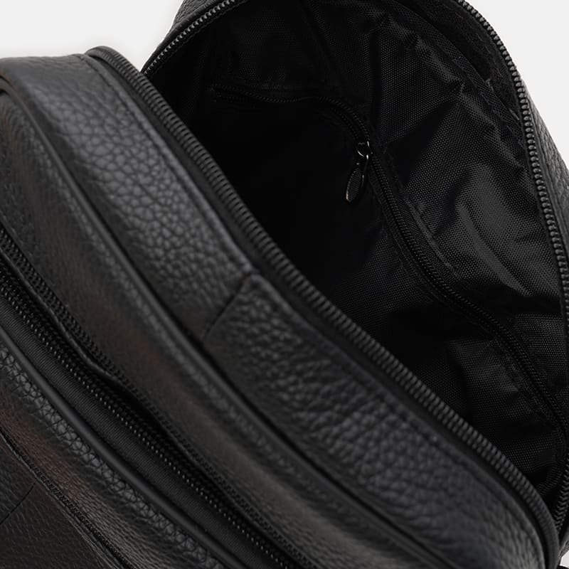 Мужская барсетка из натуральной фактурной кожи Borsa Leather 94690 чёрного цвета modnotak фото №5