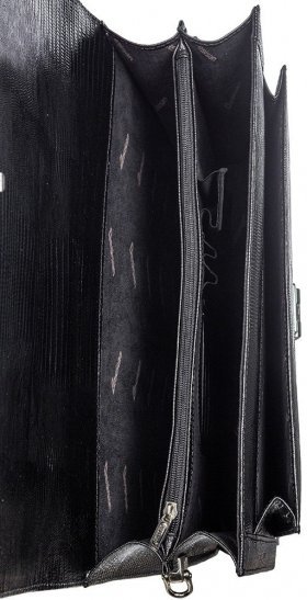 Стильний діловий портфель з фактурної шкіри чорного кольору Desisan (206-143)