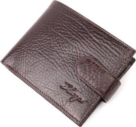 Мужской коричневый кошелек из натуральной кожи с хлястиком KARYA (2421076)