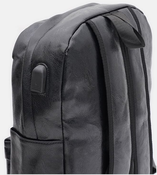 Чоловічий рюкзак для міста із чорного шкірозамінника Monsen 64890