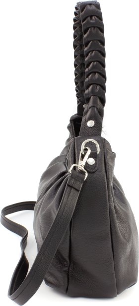 Женская кожаная сумка-хобо из натуральной кожи черного цвета KARYA (21023) - 2