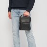 Мужская вертикальная кожаная сумка-барсетка черного цвета с ручкой Keizer (21361) - 2