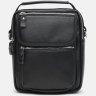 Мужская вертикальная кожаная сумка-барсетка черного цвета с ручкой Keizer (21361) - 3
