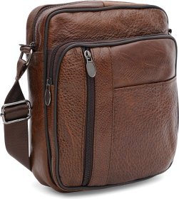 Компактна чоловіча шкіряна сумка-планшет насиченого коричневого кольору Keizer (55990)