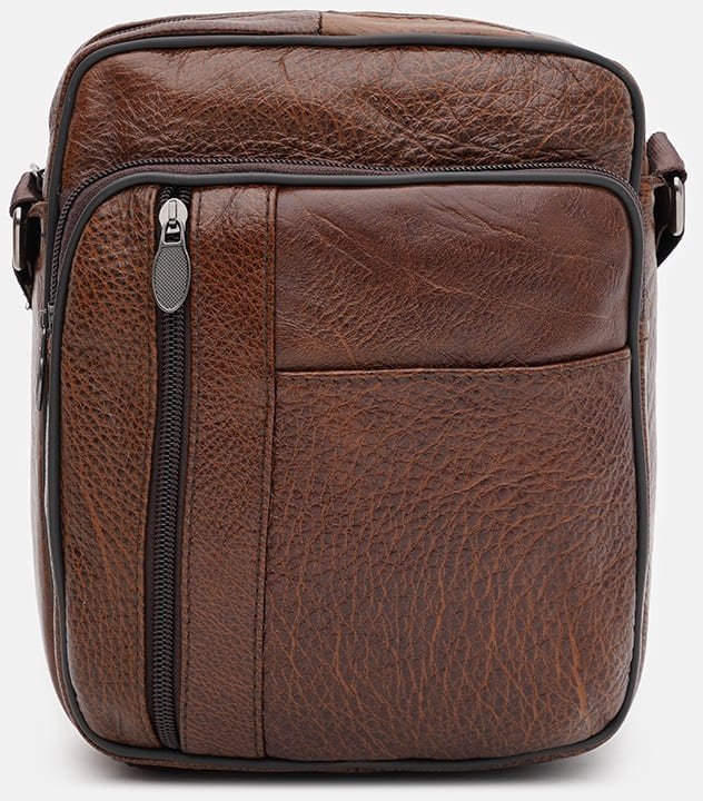 Компактная мужская кожаная сумка-планшет насыщенного коричневого цвета Keizer (55990)
