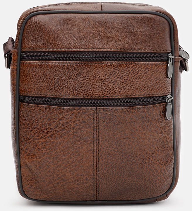 Компактна чоловіча шкіряна сумка-планшет насиченого коричневого кольору Keizer (55990)