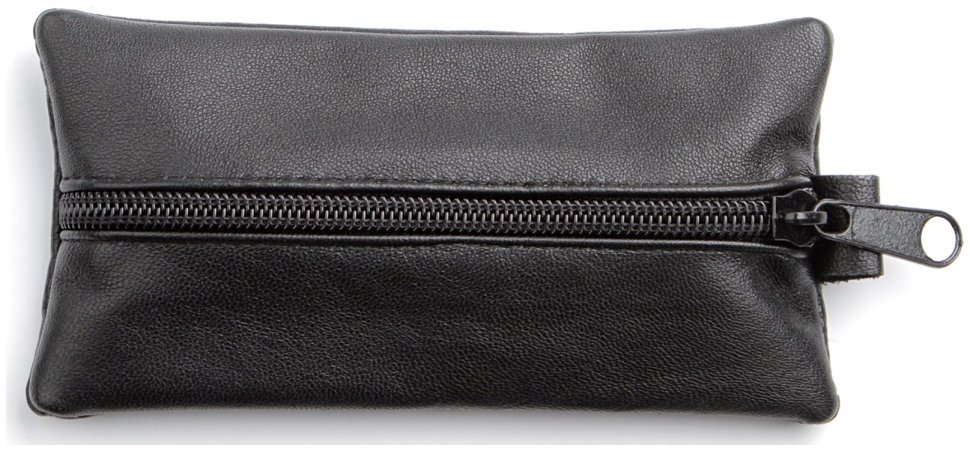 Містка недорога чорна ключниця з натуральної шкіри на блискавці Shvigel (2415203) modnotak фото №11