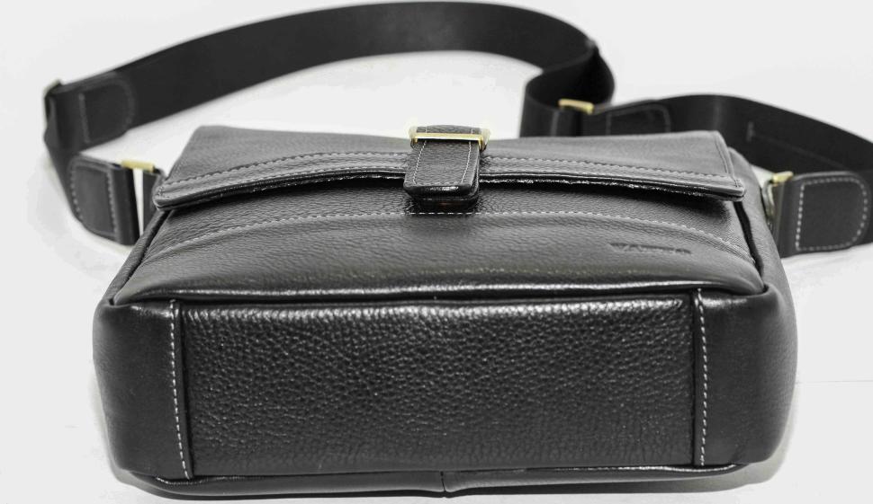 Чорна чоловіча сумка планшет з фактурної шкіри з клапаном VATTO (11931)