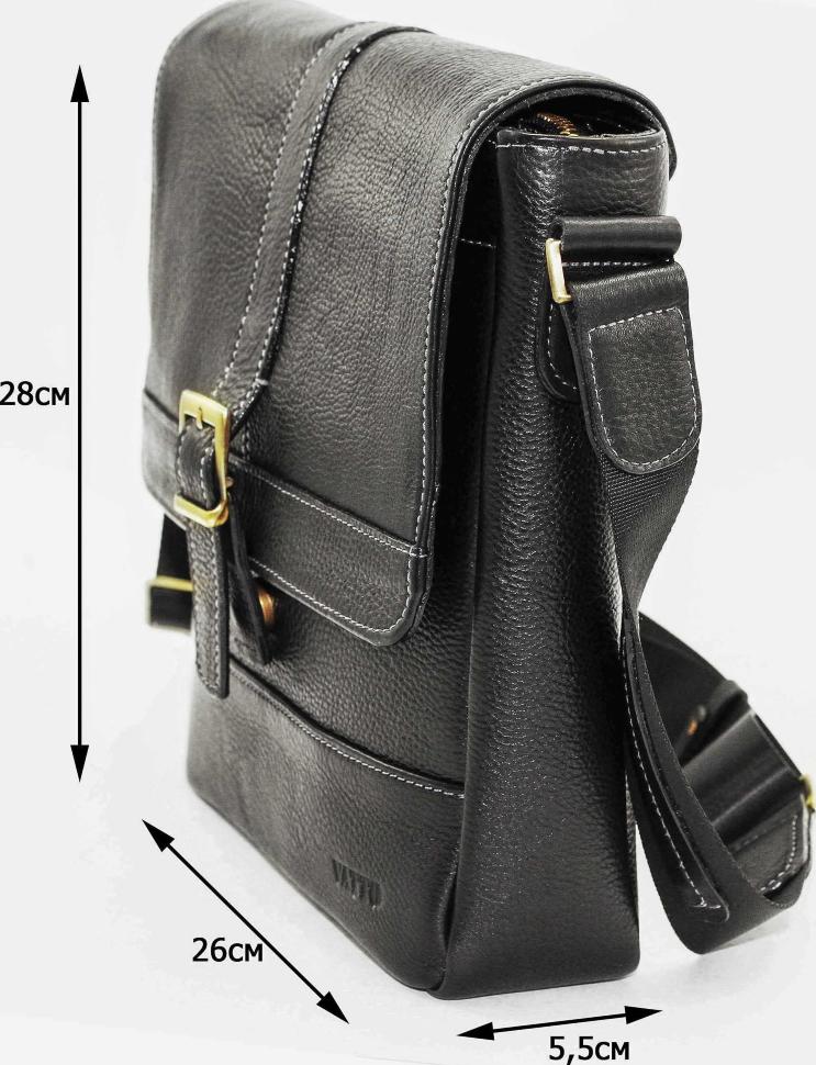 Черная мужская сумка планшет из фактурной кожи с клапаном  VATTO (11931)