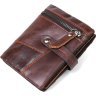 Чоловічий гаманець із коричневої шкіри з хлястиком на кнопці Vintage (2414686) - 1